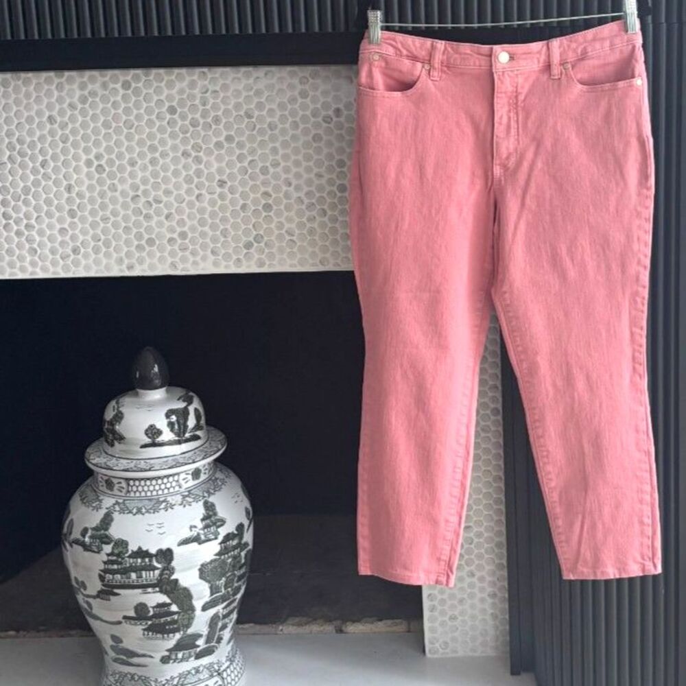 Talbots Flawless Slim Ankle Jeans 12P Pink Denim Nantucket Coastal Prep